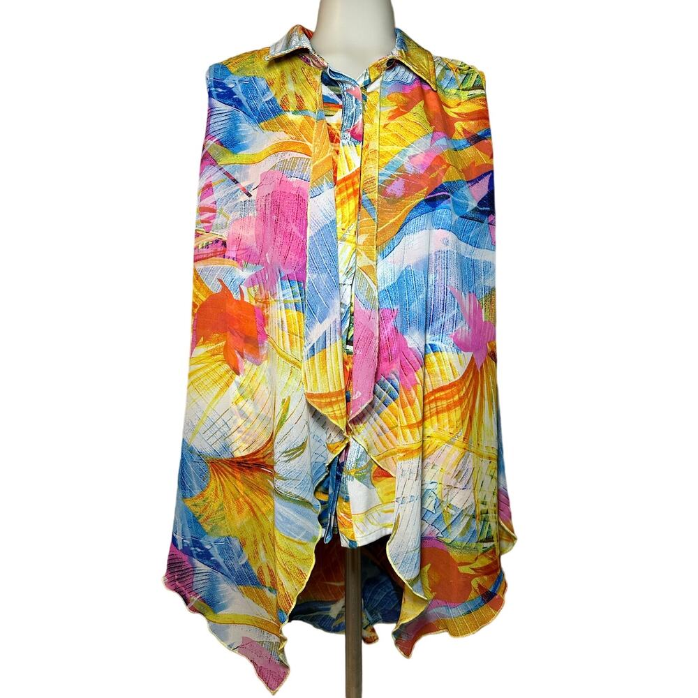 New Directions Multicolor Abstract Blouse